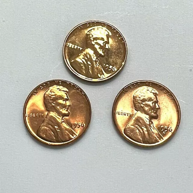 1956 & 1957 P D P Lincoln Wheat Cent Year Set Proof & BU US 6 Coin Lot