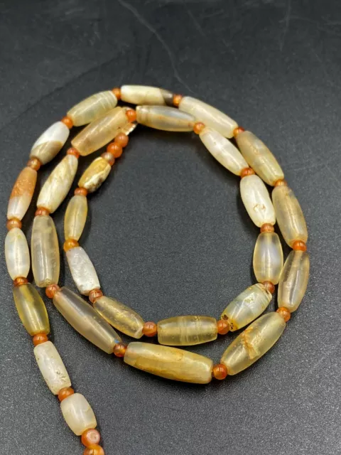 Vintage Necklace Antique Old Banded Agate Beads Ancient Pyu City States Burma 2