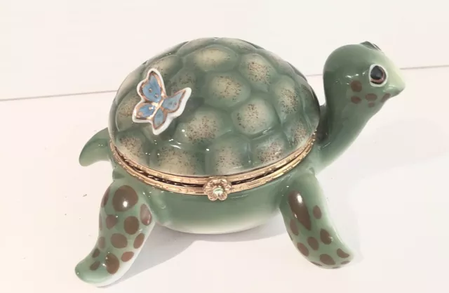 Turtle Porcelain Musical Trinket Box Little Charmer by Ardleigh Elliot Butterfly