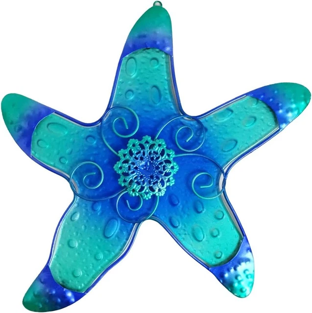 Comfy Hour Under The Sea Collection 10" Blue Metal Art Starfish Wall Decor