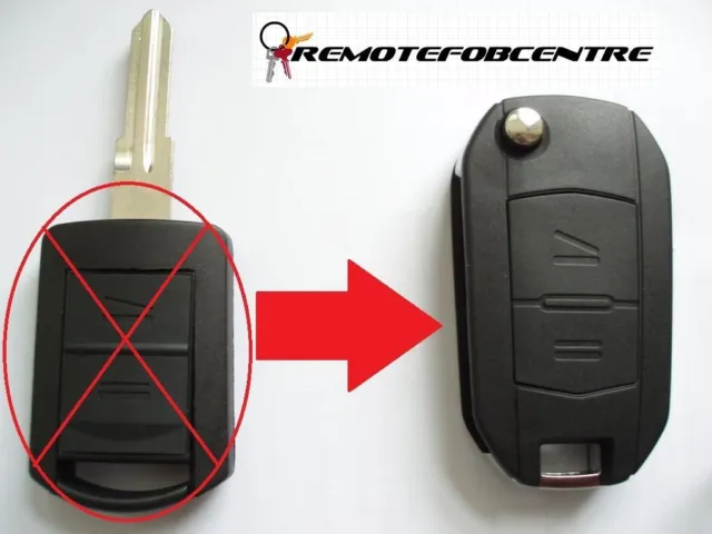 RFC 2 boutons flip key case mise à niveau pour Vauxhall Opel Corsa C Tigra télécommande HU46