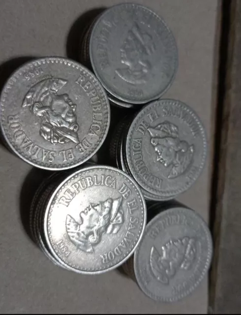 Set Of 3 Coin EL SALVADOR  Colones Assorted 1 Colon 50 Centavos Y 25 Centavos