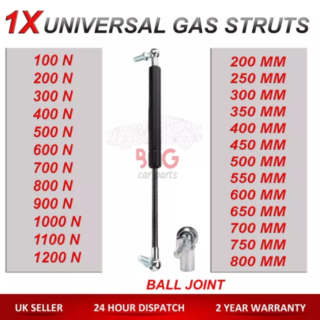 1X Universal Gasstreben 200-1000Mm Multizweck 100-1200N Kugelgelenk Kopfclips