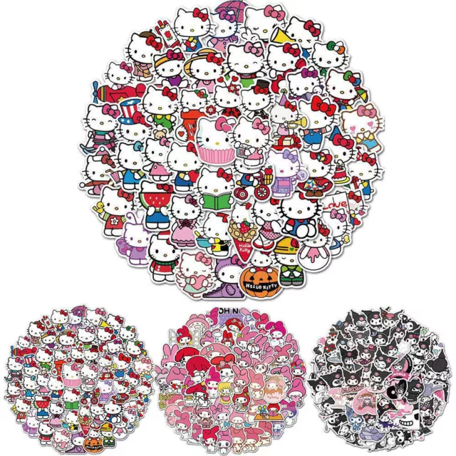 50X Kawaii Hello Kitty Kuromi Sticker Laptop Water Bottles Luggage DIY Decals