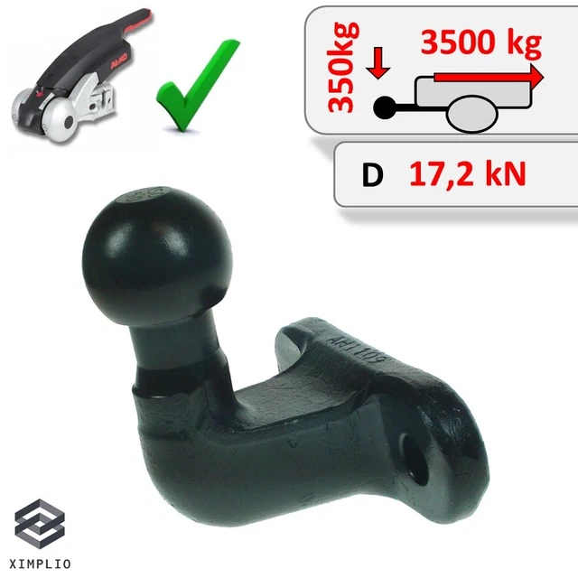 Boule D'Attelage Remorque 50mm 3,5T - Vis 22mm Pour Tracteur Pelouse, ATV, UTV, Voiture