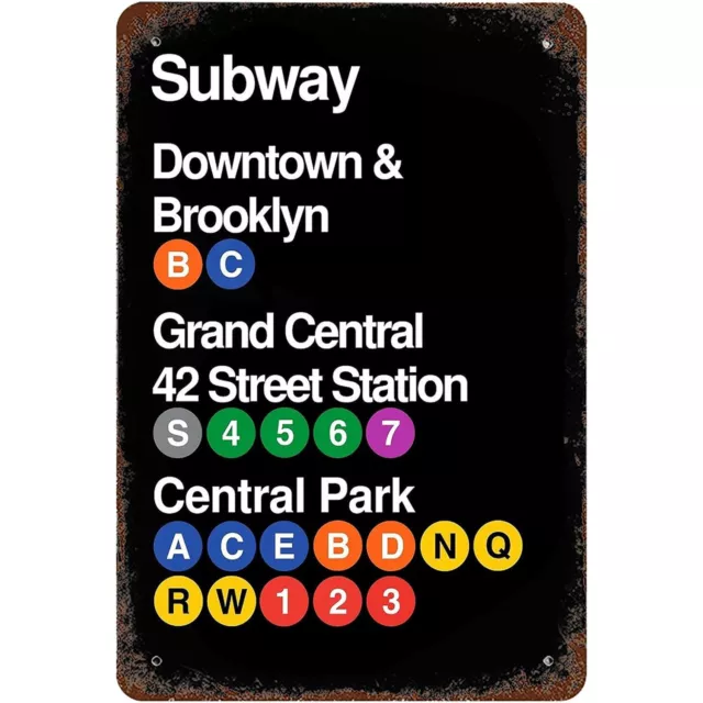 Metal Tin Sign 8"x12" Vintage New York City Subway Downtown Brooklyn Grand