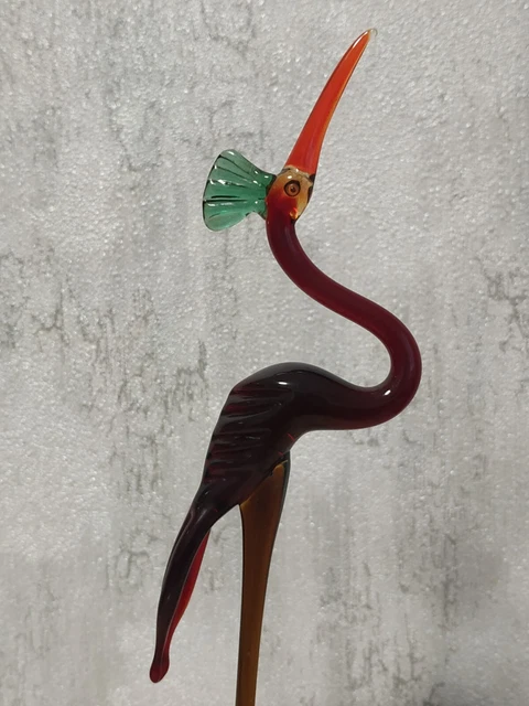 Vintage figurine HERON. Colored glass of the USSR. 2