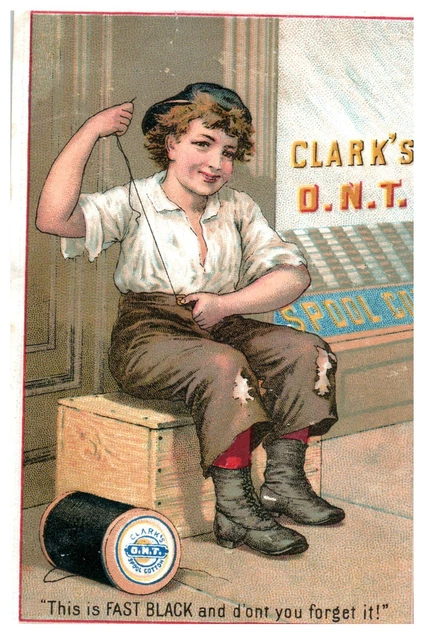 Antique Trade Card-Vintage Victorian-Rare ONT Thread Shoe Shine Boy T11