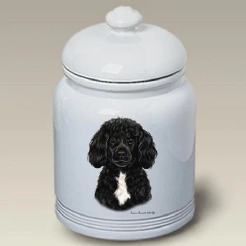 Black Portuguese Water Dog Ceramic Treat Jar TB 34912