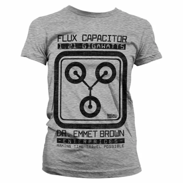 Ladies Back to the Future Flux Capacitor Grey T-Shirt - Womens Retro Tee Light