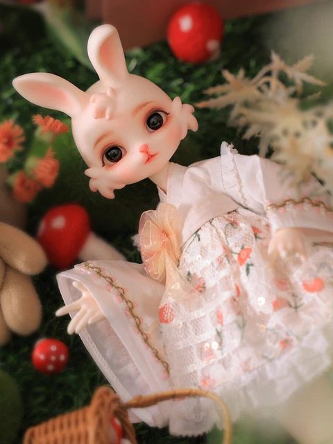 SET COMPLETO Bambola BJD coniglio 1/6 ragazza resina occhi giunti viso trucco vestiti regalo