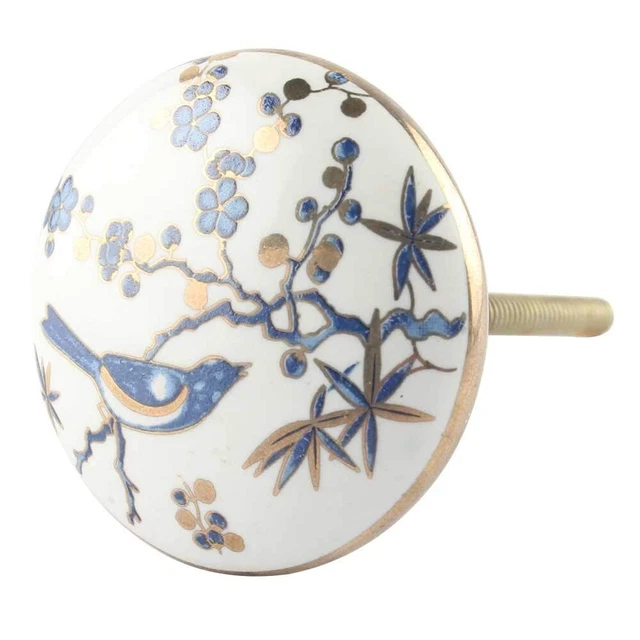 2 Pièce Blanc Boutons, Céramique Floral Smart Porte Poignée 4.44 CM Tiroir