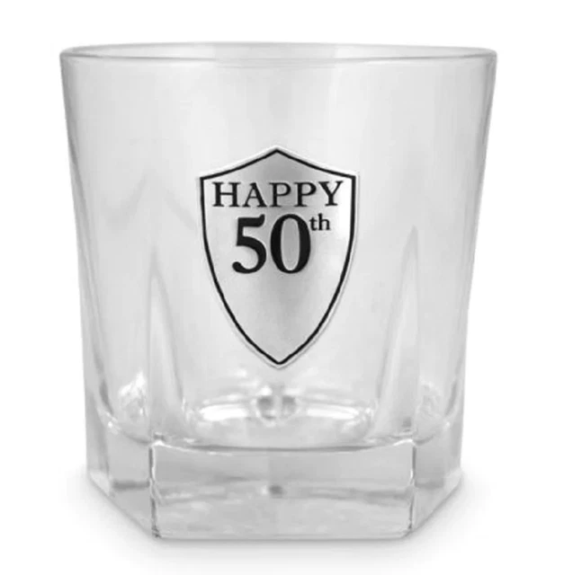 HAPPY 60TH BIRTHDAY Anniversary Spirit Whisky Glass Metal Badge Gift