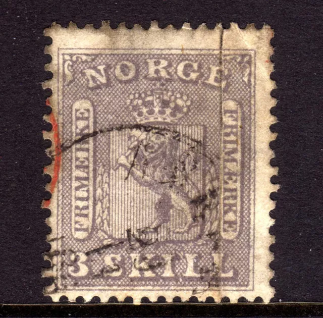 NORWAY 1863-6 CODE EMISSIONE 3sk USATO, PIEGASE, SG 13