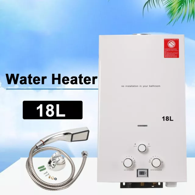 18L Gas Hot Water Heater Portable Shower Pump Camping LPG Caravan Outdoor Heater