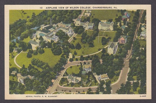 Airplane View of Wilson College Chambersburg PA postcard 1930s
