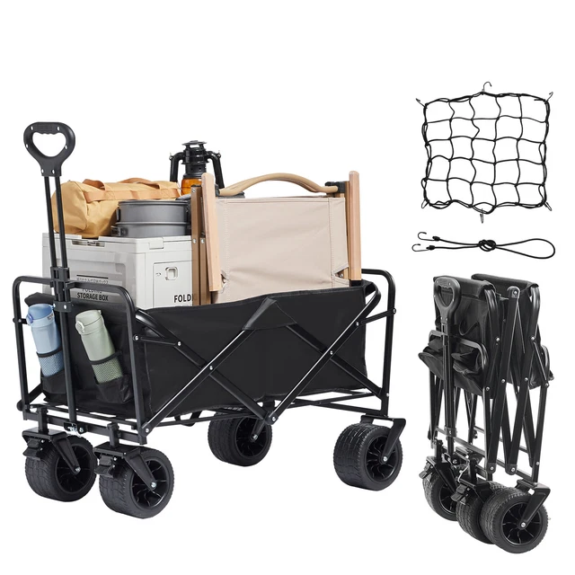 Carrello Pieghevole Heavy Duty Da 50 Kg — Base Espandibile, Ruote Grandi 14 Cm, Manico A Due Altezze, Per Bagagli, Viaggi E Traslochi