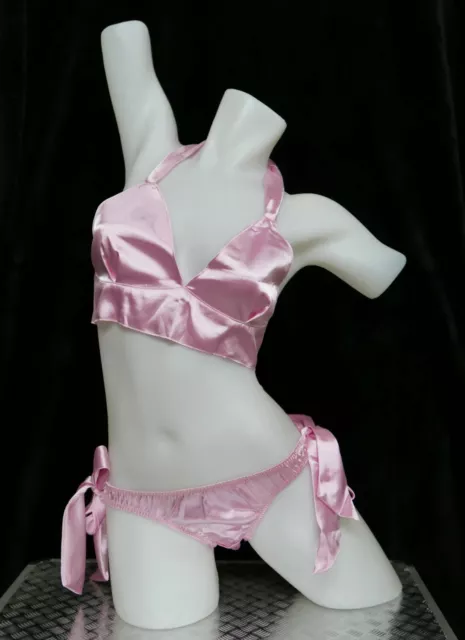 SISSY WHITE SATIN bra panties set underwear top mens lingerie knickers  £32.50 - PicClick UK
