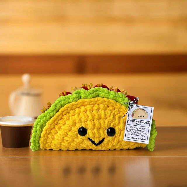 CMANLNYK Positive Gifts Taco Crochet - Needle Weaving Emotional Support Crochet, For Friends And Family, Handmade Optimistic Energy Taco Doll With