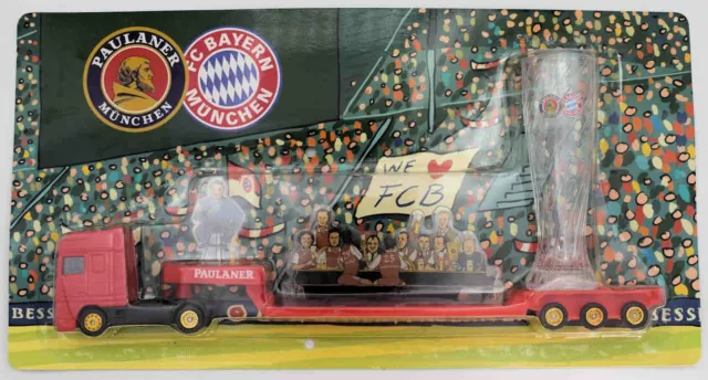 Werbe Lkw Truck 1:87 Paulaner FC Bayern Fußball Bier Glas Sammelmodell