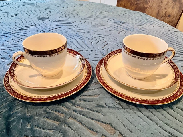 Vintage Alfred Meakin trio, cup,saucer & plate, Kingdale pattern burgundy,gold