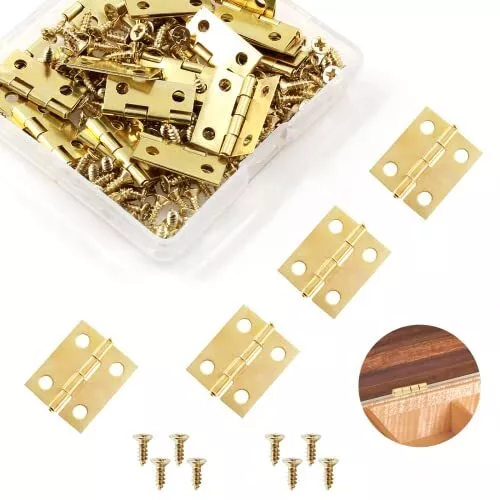 30 Pcs Mini Hinges Miniature Hardware with Screws for Wooden Box Crafts Chest