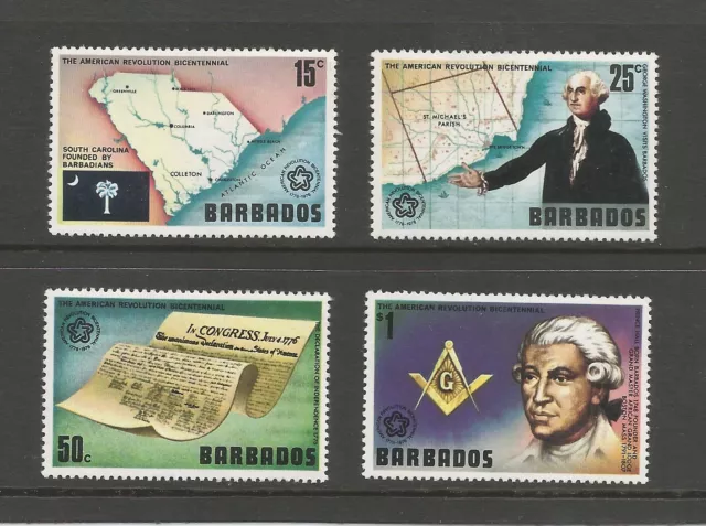 Barbados 1976 USA Bicentenary, MNH set.  SG561-4