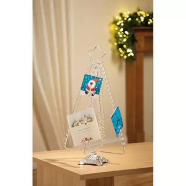 50cm Christmas Tree 80 Card Holder With Star Decoration Metal Silver or Gold