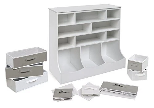 Storage Station with Eight Baskets and Three Bins - White 3