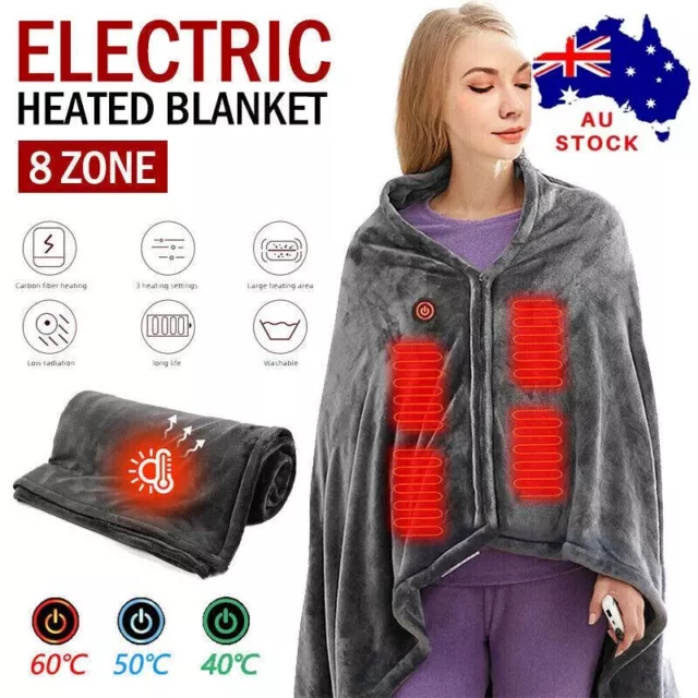 USB Electric Heated Warm Shawl Washable Heating Fleece Blanket Unisex Shawl