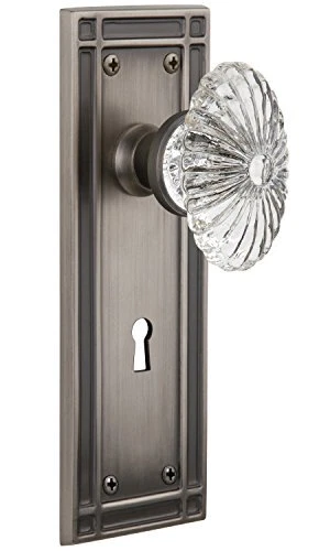 Nostalgic Warehouse Mission Plate with Keyhole Oval Fluted Crystal Glass Knob...