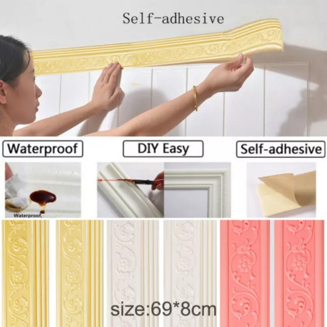 Self Adhesive Foam Molding Trim 3D Sticky Decorative Wall Line Wallpaper Border