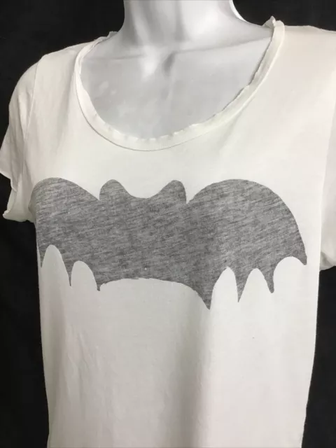 zoe karssen T-Shirt White Short Sleeve Cotton Bat Print Size XS 2