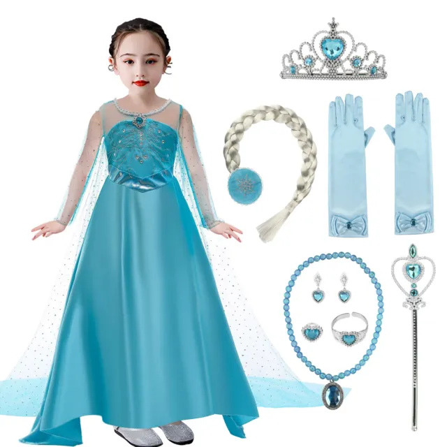 Girls Fancy Party Dress Elas Cosplay Frozen Princess Costume Birthday UK
