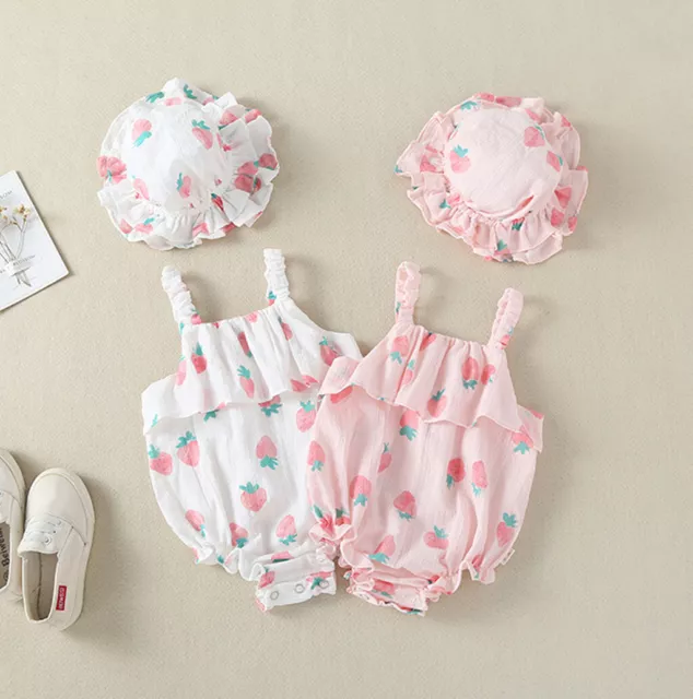Newborn Infant Baby Girl Romper Bodysuit Jumpsuit Sunsuit Clothes Outfits Set UK