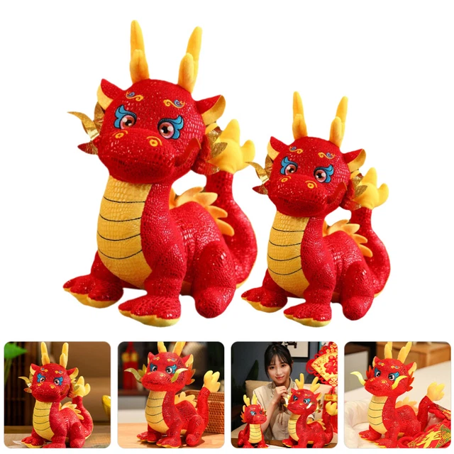 2 Pcs 2024 Stuffed Animal Dragon Doll Mascot Plush Toy Filling
