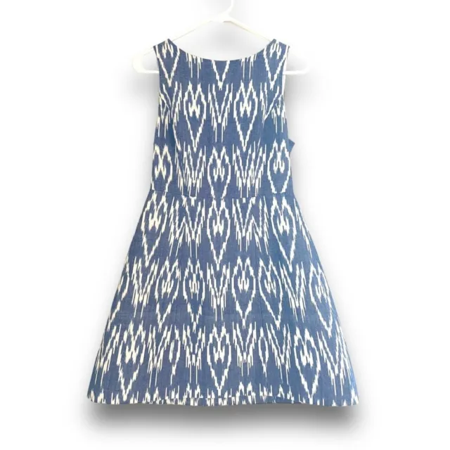 NWT ALICE + OLIVIA Epstein Blue Ikat Printed Sleeveless Mini Dress Women’s 4