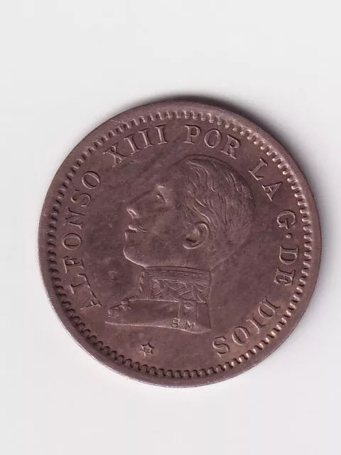 Münze Spanien 2 Centimos 1911 Alfonso Bronze