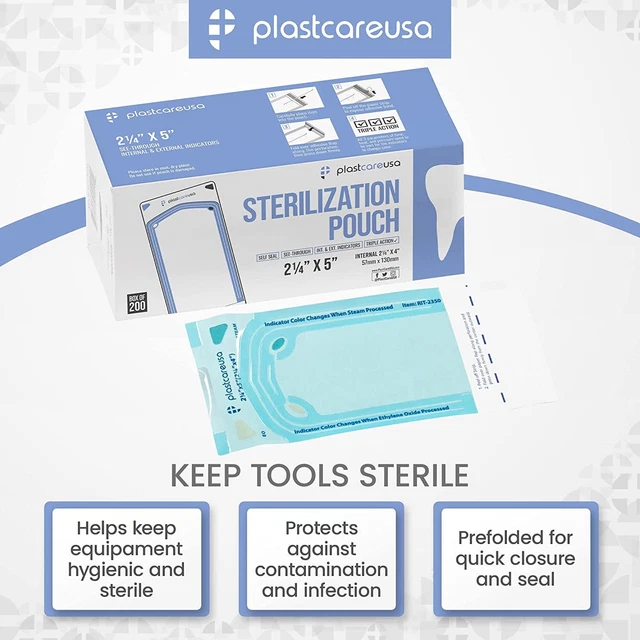 400 2.25 x 4 Inch Self Sterilization Autoclave Pouches for Cleaning Tools Steril