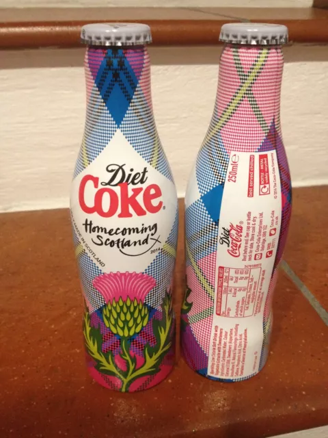 Bottiglia Alluminio Diet Coca Cola HomeComing Scozia 250ml anno 2014 LEGGERE!