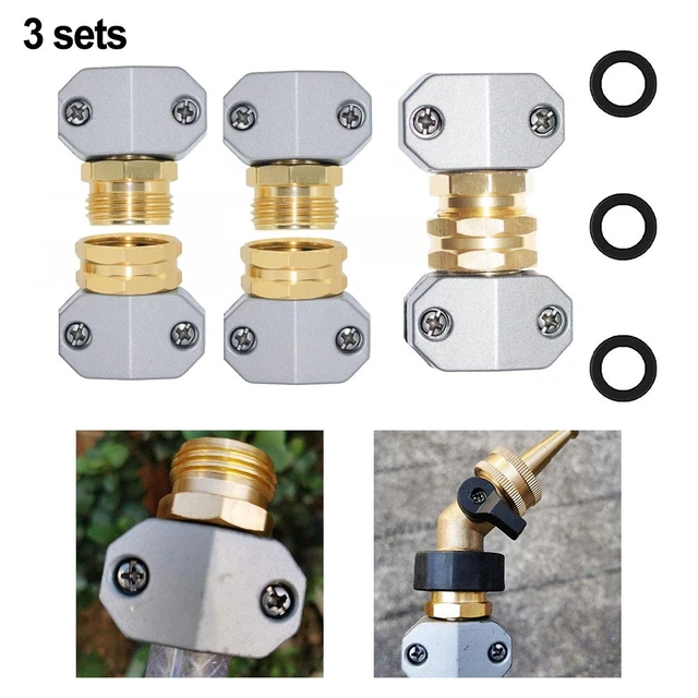 Kit Riparazione Tubo Giardino Universale: 2 Connettori Maschio E Femmina In Zinco E Alluminio Per Tubi 3/4 E 5/8 Di Pollice