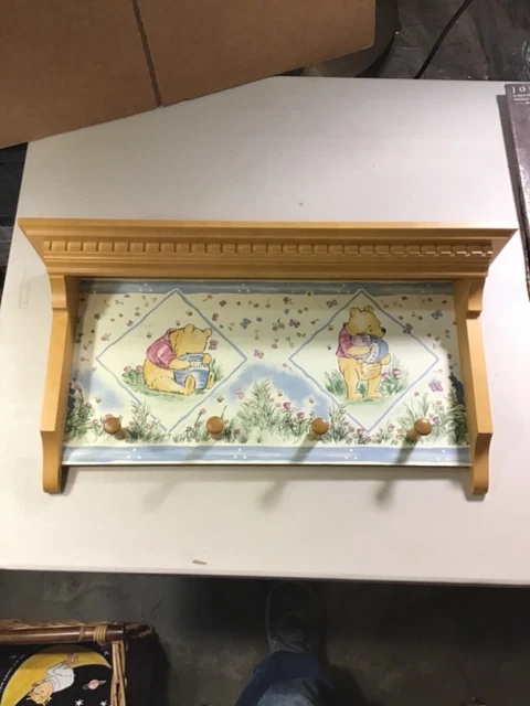 Disney Winnie the Pooh Wall Shelf Rack Coat Hanger Classic Pooh Nursery Decor