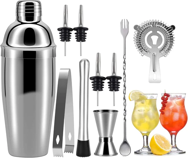 3 Pezzi Cocktail Shaker Set 750 Ml Con Filtro Integrato