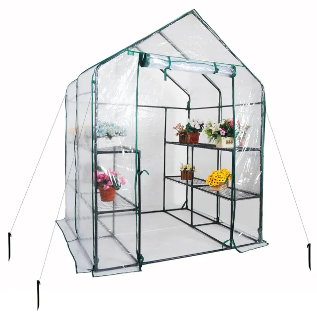 Walk In Greenhouse PVC Cover Garden Grow Green House with 8 Shelves