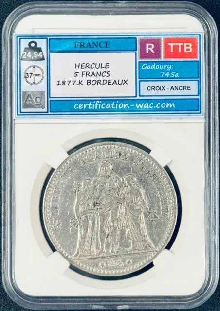 Hercule 5 Francs 1877.K Bordeaux