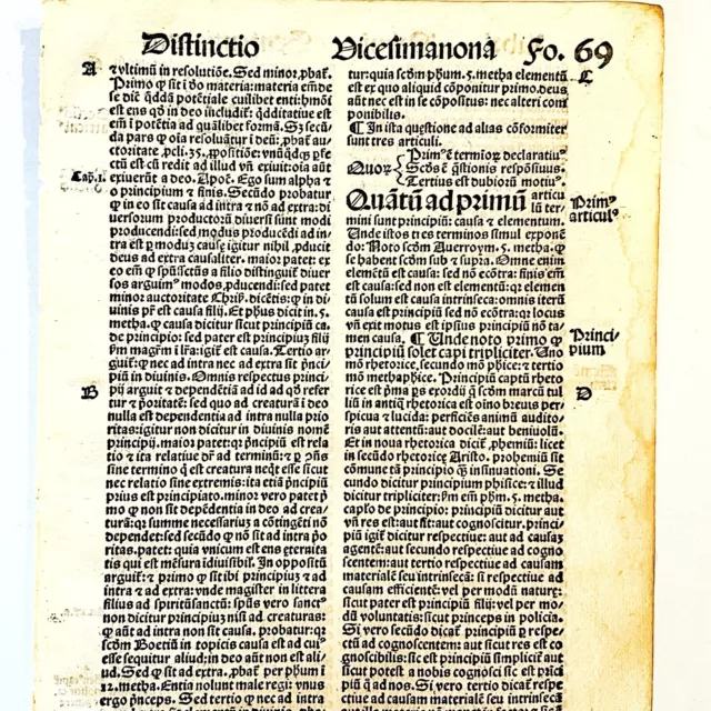 RARE Medieval 1510 Renaissance & Reformation Era Christian Theology Book Leaf D