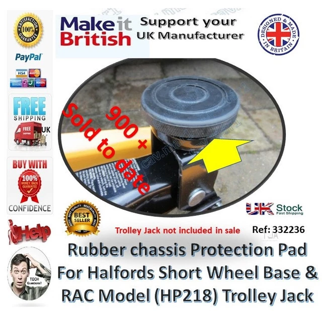 HALFORDS SHORT WHEEL base trolley Jack Pad type model 332236 Rubber ...
