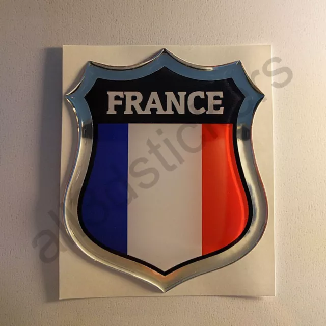 Autocollant France Emblème Adhésif France Drapeau 3D Résine Voiture Moto Sticker