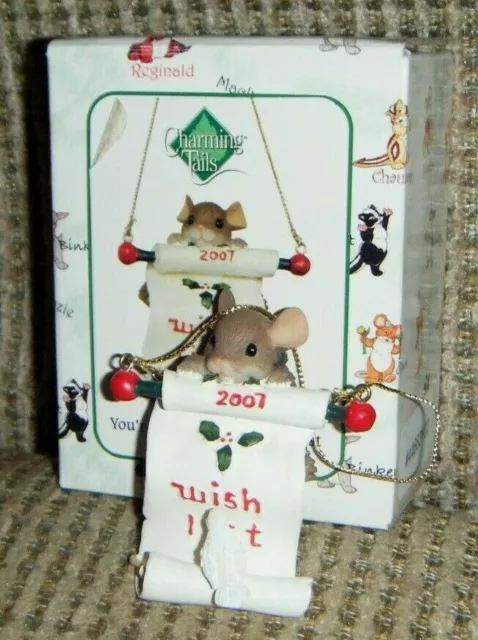 2007 YOU'RE ON THE TOP OF MY LIST ORNAMENT Charming Tails Fitz & Floyd MIB Mouse