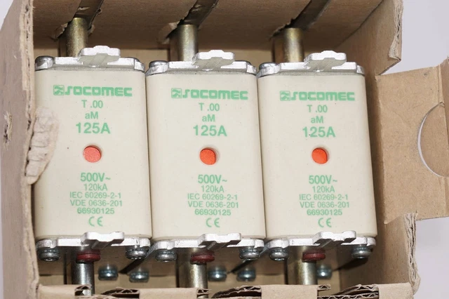 SOCOMEC 66930125 Sécurité Hrc Sicherungsgrösse 00 125A 500V Am ( 3 Pièce)
